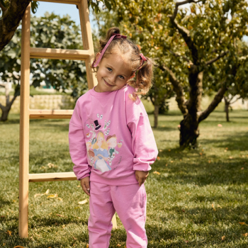 Alice Patterned Pink Cotton Sweatshirt Set