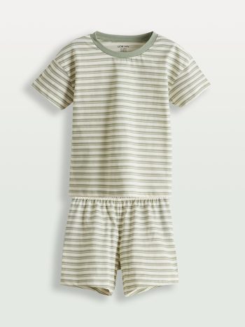 LCW Baby Green Striped Baby Boy Pajama Set with Shorts