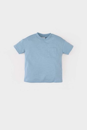 Baby Boy Basic Solid Short Sleeve T-Shirt with Crew Neck