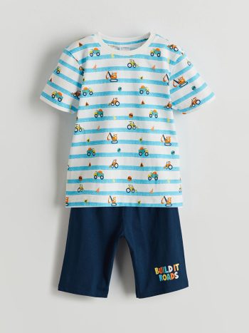 LCW Kids                                                                                          Ecru Printed Boy's Short Pajama Set