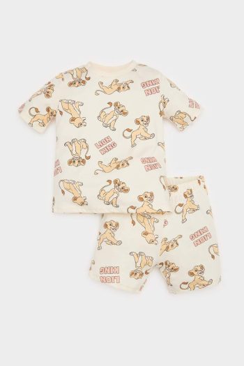 Disney Lion King Short Sleeve Pajama Set for Baby Boys with Elastic Waist Shorts