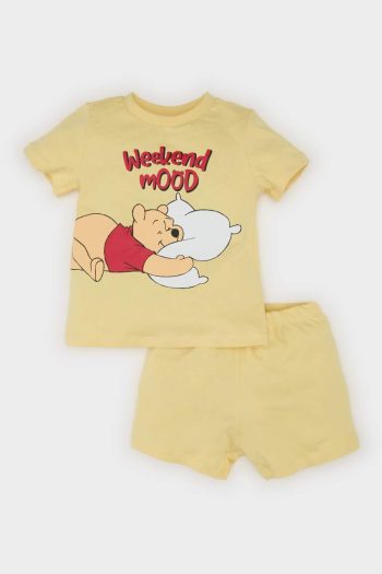 Disney Winnie the Pooh Baby Boy Pajama Set Short Sleeve Cotton Top with Elastic Waist Shorts