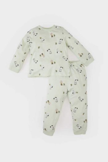 Boys' Baby Snoopy Pajama Set, Cotton Long Sleeve Top with Elastic Waist Long Pants