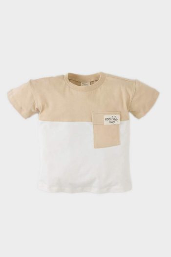 Boys' Regular Fit Color Block Short Sleeve T-Shirt with Crew Neck