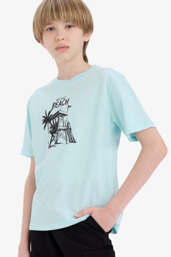 Boys' Bicycle Neck Printed Short Sleeve T-Shirt