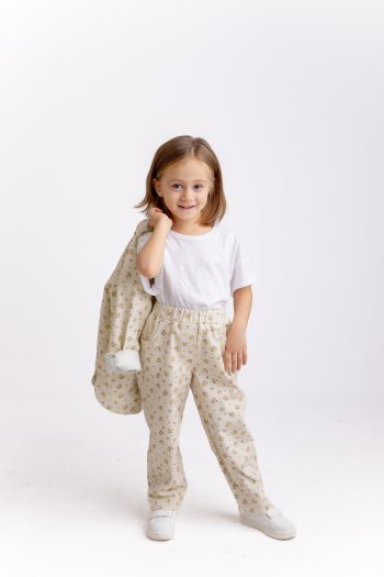 Floral Gabardine Pants for Ages 2-7 in Ecru Floral
