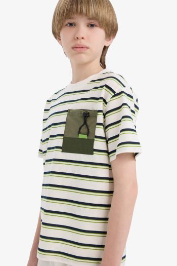 Boys' Striped Pocket Detail Short Sleeve T-Shirt
