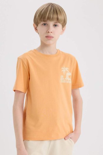 Boys' Bicycle Collar Printed Short Sleeve T-Shirt