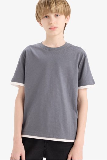 Boys' Bicycle Collar Basic Plain Short-Sleeve T-Shirt