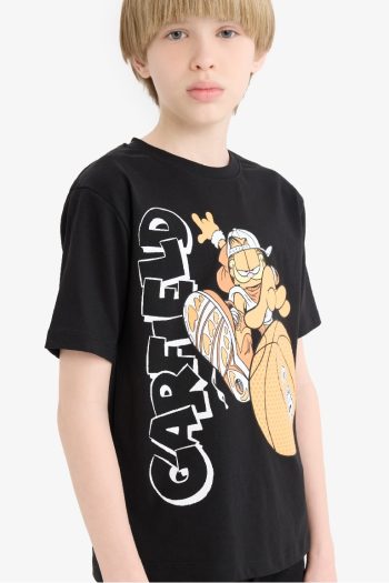 Boys' Garfield Bicycle Collar Short Sleeve T-Shirt