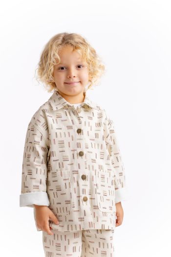Striped Gabardine Jacket for Ages 2-7 in Off-White Stripes