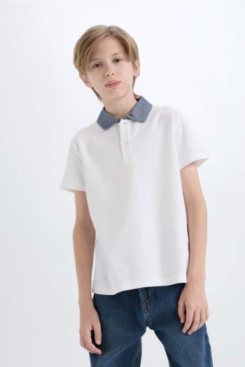 Boys' Basic Plain Short Sleeve Polo T-Shirt