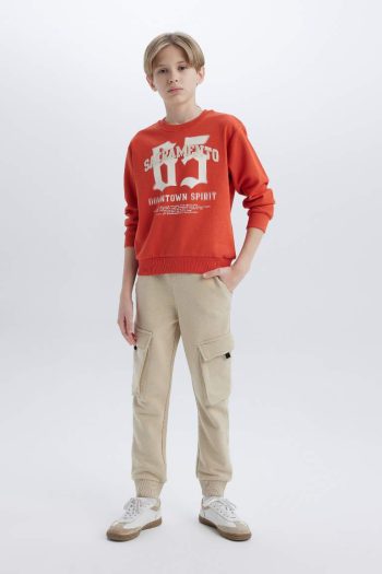Men's Boys' Elastic Waist Cargo Pocket Jogger Sweatpants