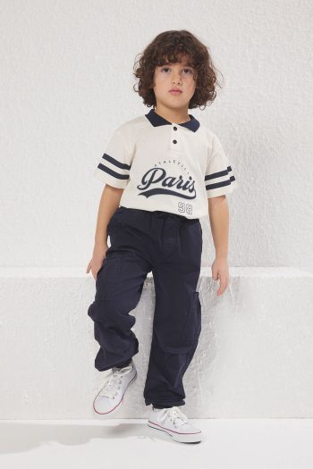 TRENDYOLKIDS Navy Blue Boys 100% Cotton Pocket Detailed Elasticated Denim Pants TKDSS25PL00005
