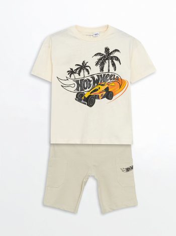 LCW Kids Hot Wheels Printed Boys T-Shirt and Shorts Set of 2