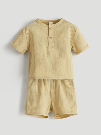 LCW Baby Haki Muslin Boys' T-Shirt and Shorts Set of 2