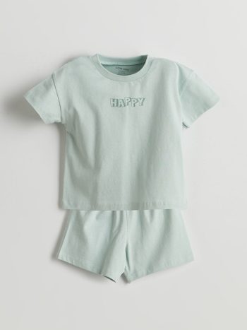 LCW Baby Blue Basic Boys' T-Shirt and Shorts Set (2 pieces)