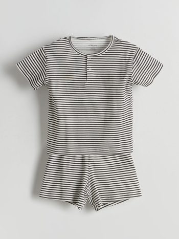 LCW Baby  Ecru Striped Baby Boys T-Shirt and Shorts Set (2 Pieces)