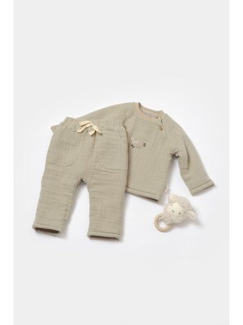 BabyCosy Organic Green Muslin Top & Bottom Set