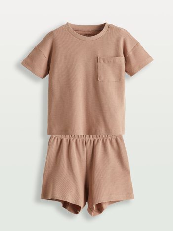 LCW Baby Brown Cotton Baby Boy Shorts Pajama Set