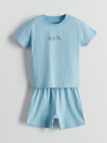 LCW Baby Mavi Basic Boy Baby T-Shirt and Shorts Set of 2