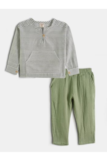 Cotton Trips Kids Striped Shirt and Textured Set (Ages 2-7)