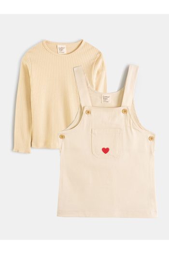 Cotton Trip Gabardin Heart Detail Dress 2-Piece Set (Ages 1-8)