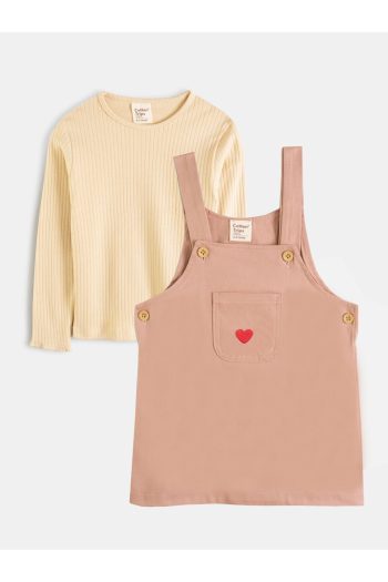 Cotton Trips Gabardin Heart Detail Dress Set (2 Pieces) (Ages 1-8)