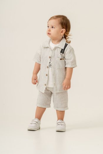 JNF Kids Boy Baby 3-Piece Outfit with Grogran Stripes