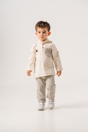 JNF Kids Boy's Striped Linen Two-Piece Set