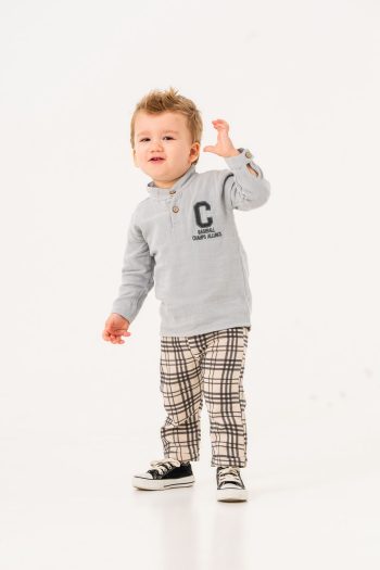 JNF Kids Boys Checkered Muslin Two-Piece Set