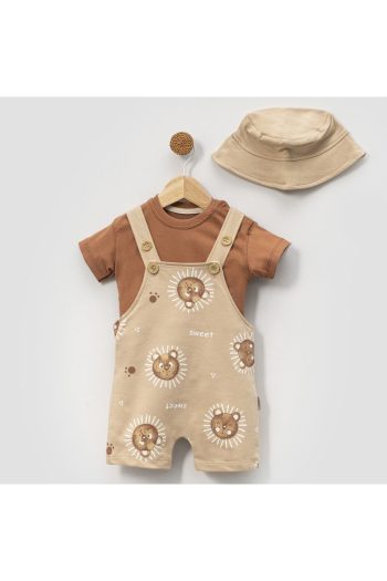 Bolly Baby Sweet Bear Printed Hat Baby Boy Overall Set Summer