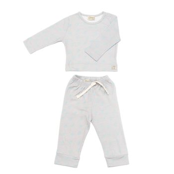 Patterned Organic Cotton Fabric Baby and Kids Set Gray