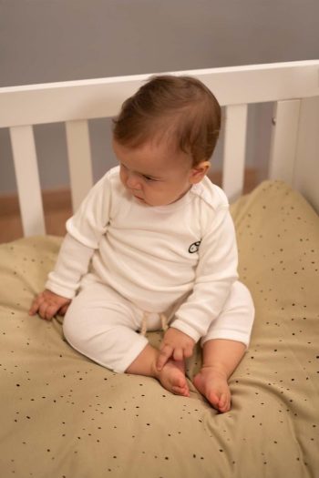 Ribbed Set Baby White Organic Cotton
