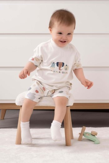 Organic Cotton Baby Shorts Set with Animal Print
