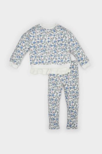 Girl's 2-Piece Floral Sweatshirt with Elastic Waist Leggings
