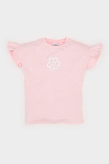 Girl's Regular Fit Floral Short Sleeve T-Shirt