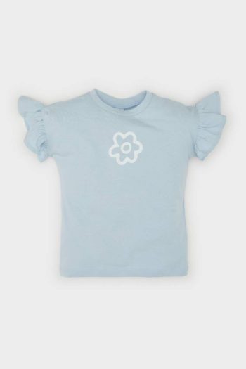 Girl's Regular Fit Floral Short Sleeve T-Shirt with Crew Neck