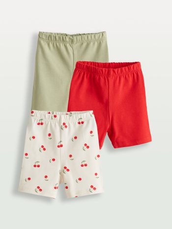 LCW Baby Green Waistband Elastic Girls' Short Tights Set of 3