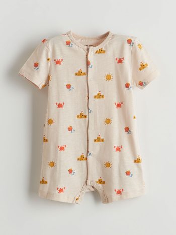 LCW Baby Printed Crew Neck Jumpsuit for Boys