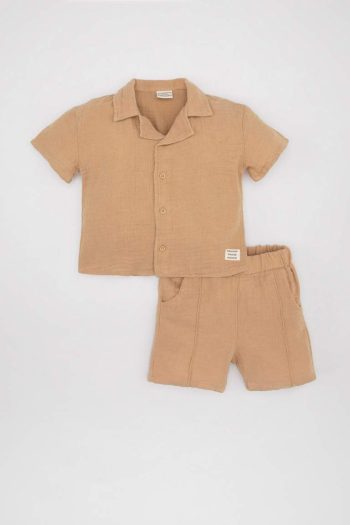 Boys' Baby 2-Piece Set Muslin Short-Sleeve Shirt and Shorts