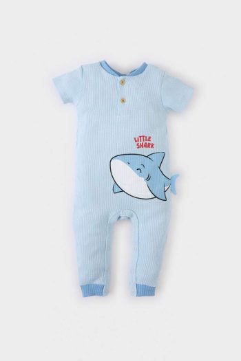 Baby Boy Newborn Sea Print Waffle Romper
