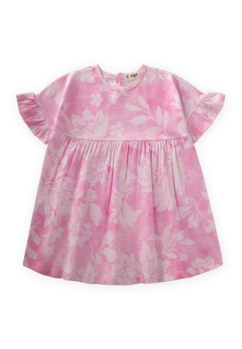 Ruffled Sleeve Printed Dress for Ages 1-7 Pink