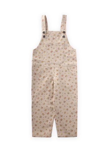 Patterned Gabardin Dungaree 2-7 Years Off-White Floral