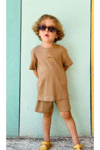 Mamareng %100 Cotton Thin Soft Fabric Ribbed Embroidered Baby and Child Set