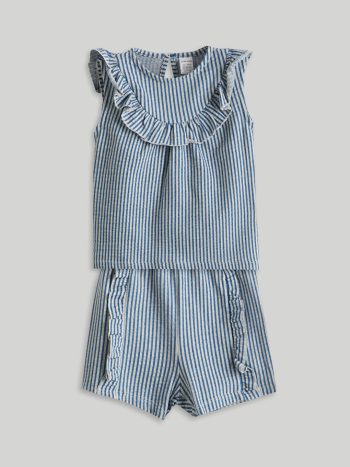 LCW Baby Blue Striped Girl Baby Blouse and Leggings Set of 2