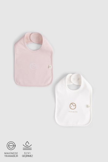 2-Pack Waterproof Pink - Ecru Bibs
