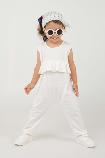 Ruffled Front Jumpsuit Cream