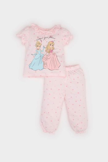 Disney Princess Baby Girl Pajama Set Short Sleeve Jersey Top with Elastic Waist Long Bottom