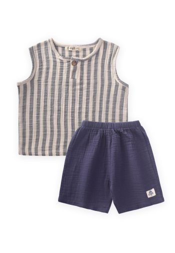 Muslin Baby Onesie Set 0-5 Years Navy Striped